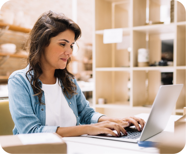 woman using laptop